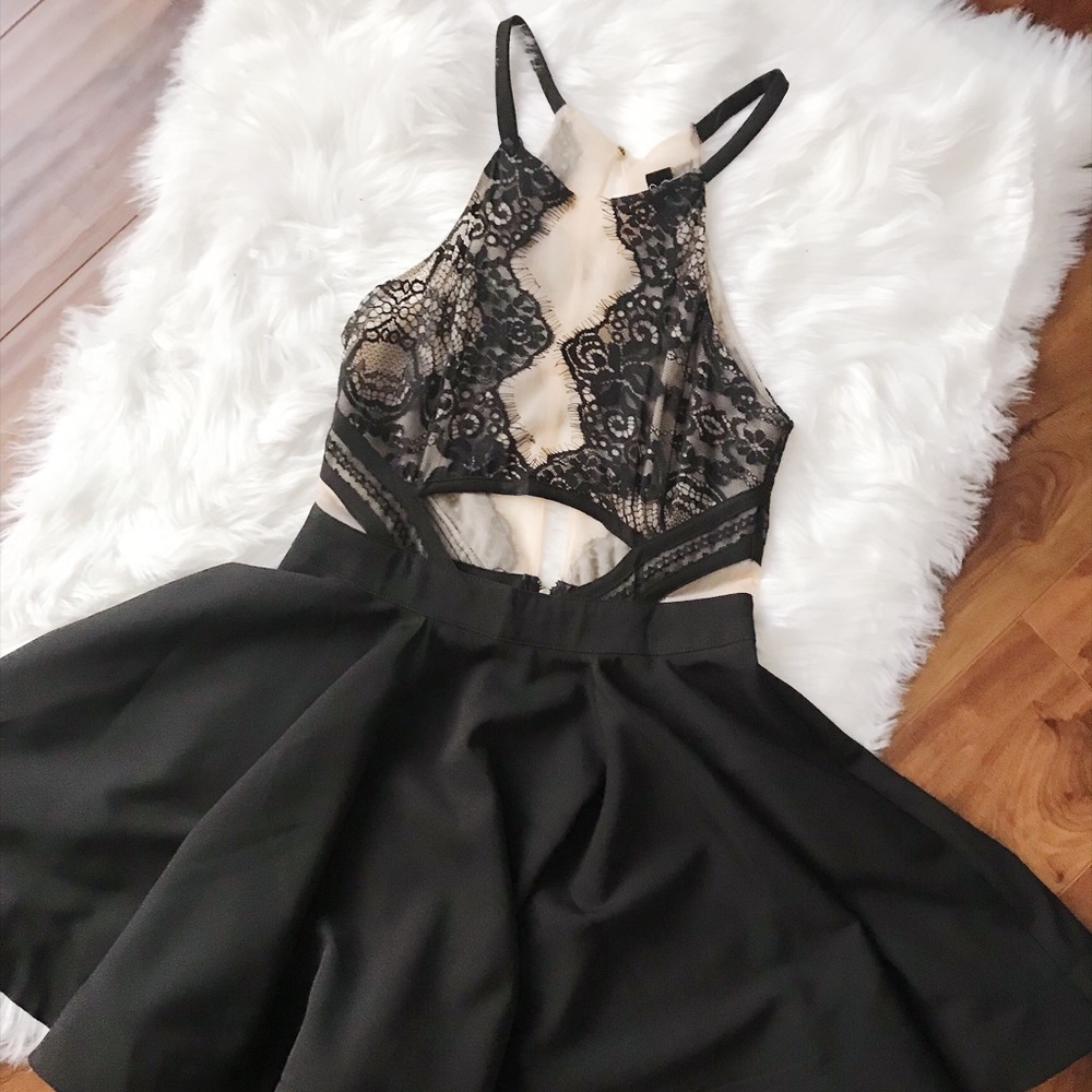 Black & Nude Lace Dress